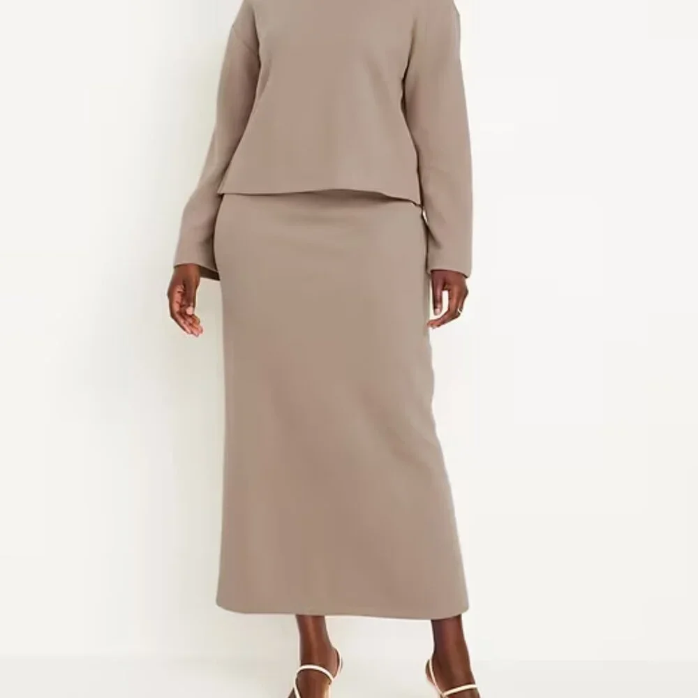 Old Navy Chocolate Malted Cozy Maxi Column Skirt/NWT/L - Picture 6 of 15